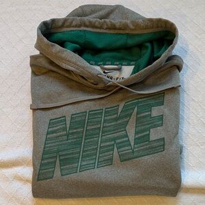 Nike Men's Hoodie in Gray with Green Logo